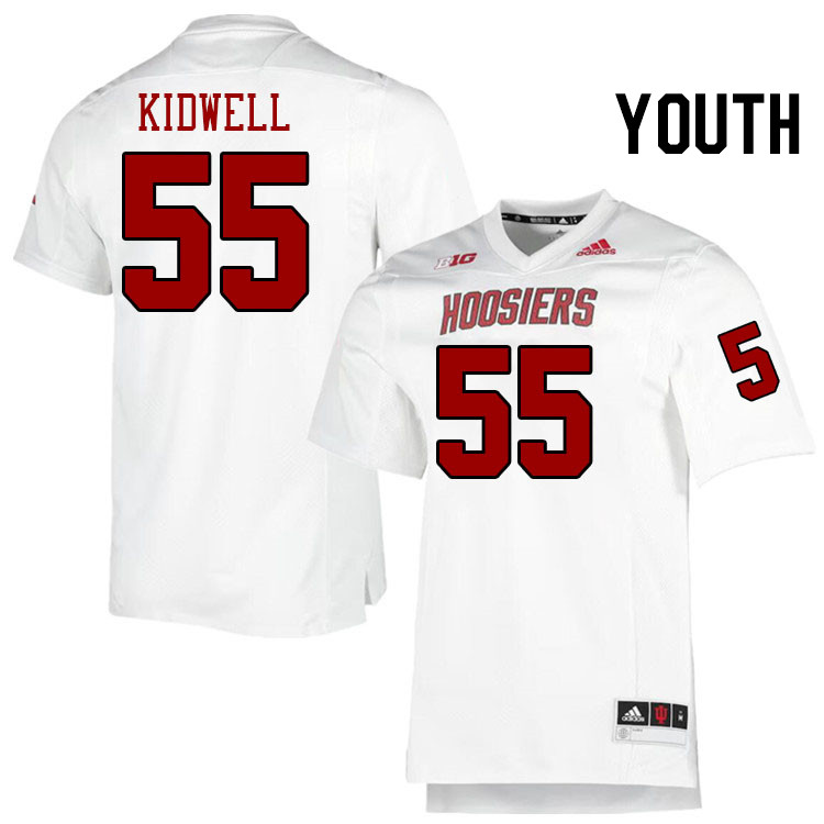 Youth #55 Nick Kidwell Indiana Hoosiers College Football Jerseys Stitched-Retro White